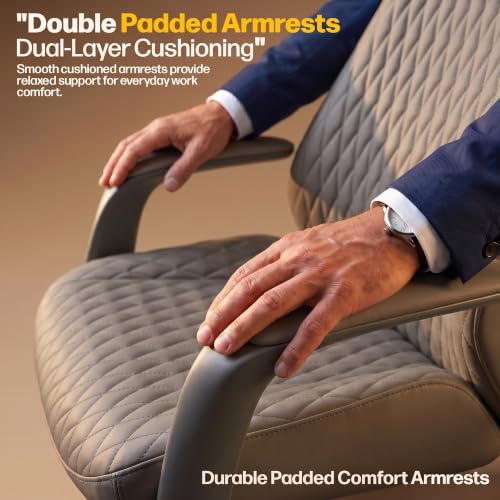 Image of DROGO Levante Ergonomic Office Chair for Work from Home with Bionic Curve Design | High Back Executive Boss Chair, Double Padded Armrest, Genuine Vegan Leather, Heavy Metal Base, 145 Recline (Brown)