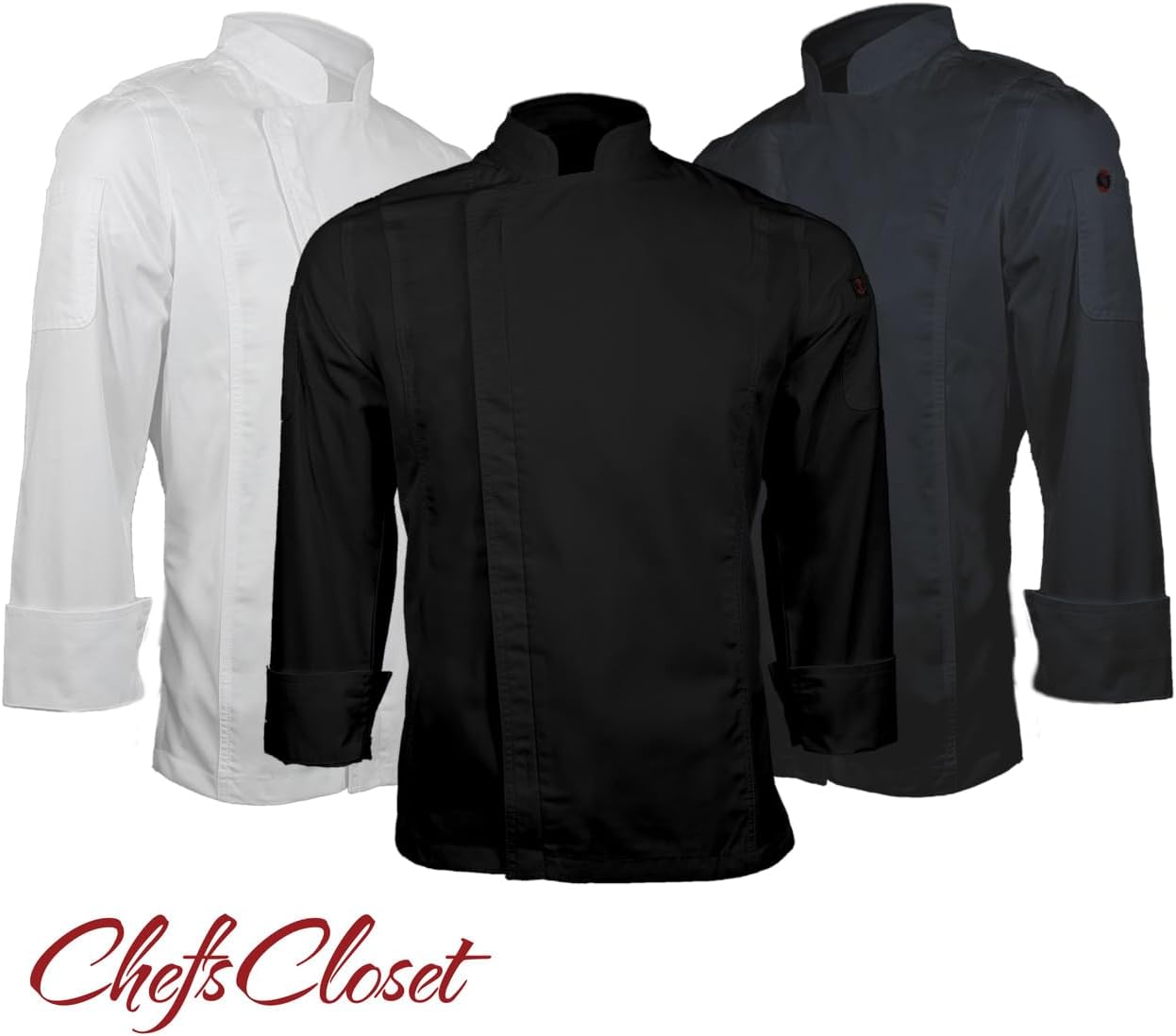 Long Sleeve William Chef Coat, Modern Zipper Chef Jacket