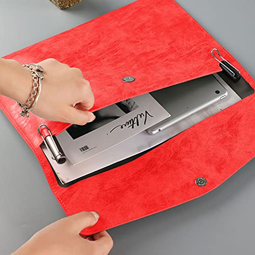 Enyuwlcm Pasta de arquivos A4 de couro PU suporte de documentos à prova d'água portfólio envelope c