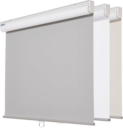 Persilux Roller Window Shades Blinds 100% Blackout Cordless Roller Shades UV Protection Energy Saving Roller Blinds for Bedroom, Home and Office, Easy to Install (36" W x 72" H, Light Grey)