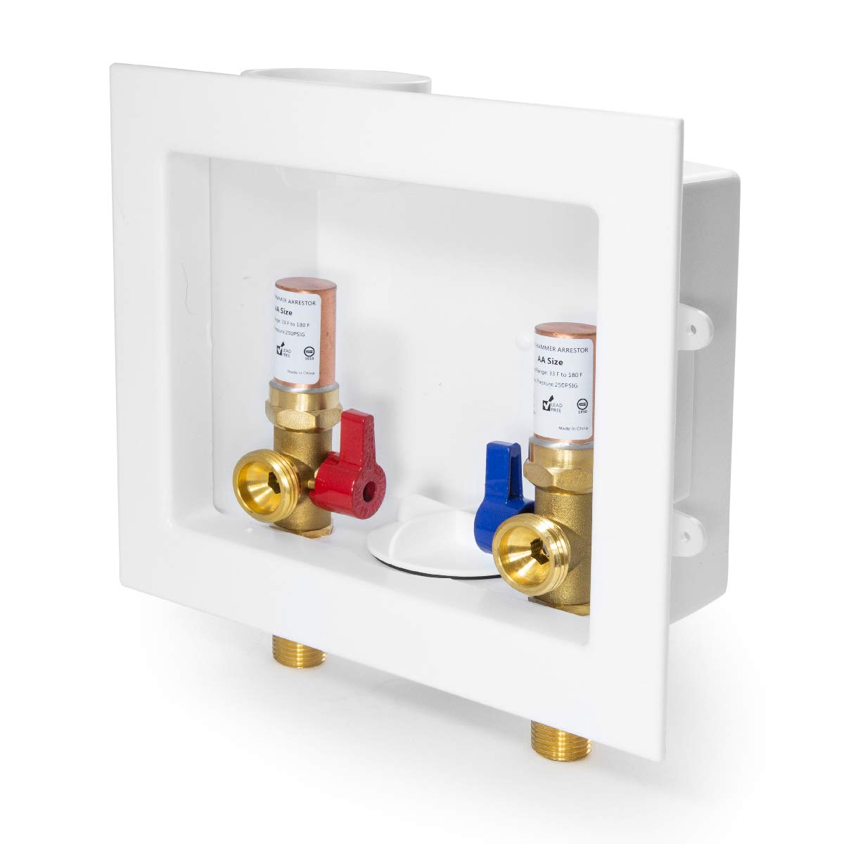 EFIELD Washing Machine Outlet Box with Center Drain, 1/2 inch x 3/4 inch MHT (1/2" Inch Sweat Connection MIP) with Water Hammer Arrestor,(WM011)