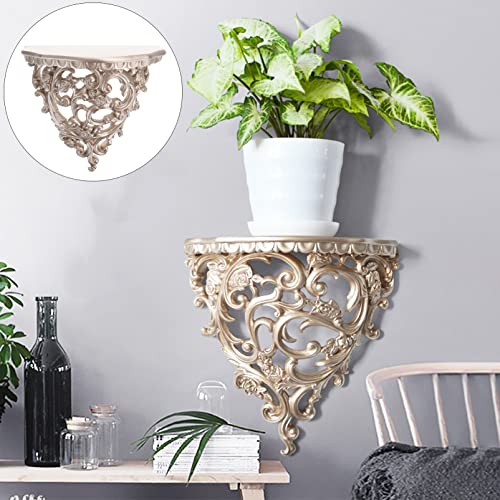 Doitool Flower Holder Floating Shelves, Wall Mounted European Style Carved Hollow Shelve, Wall Hanging Shelf For Living Room Bedroom Office Home Wall Decoration Bathroom Wall Shelves #TOP1