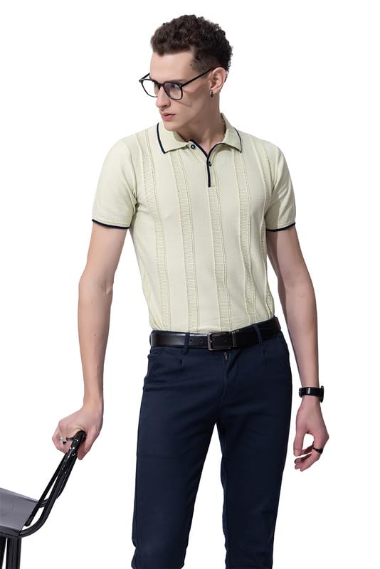 Image of Armisto Men's 100% Cotton Fancy Party Polo T-Shirt /Neutral Colour