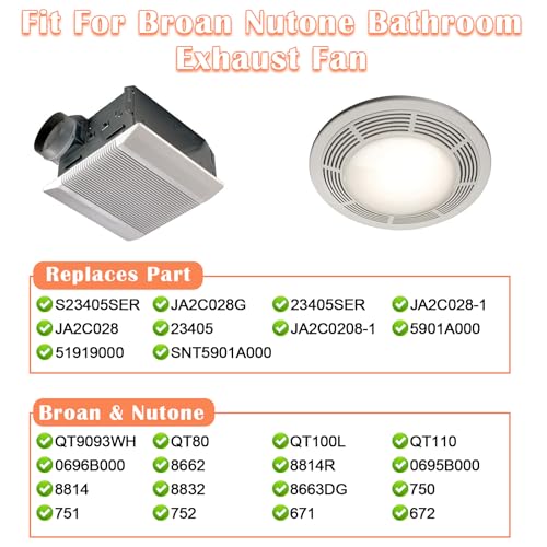 Image of Hiorucet JA2C028G Fan Motor & 5901A000 Blower Wheel for Broan Nutone Bathroom Exhaust Fan Replacement Parts, S23405SER, 23405SER, JA2C028-1, 23405, QT9093WH, QT80, QT100L, QT110 3.3 inch Diameter Motor.