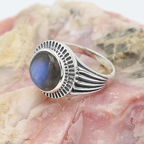 Bagues en pierre précieuse labradorite et bague de déclaration homme
