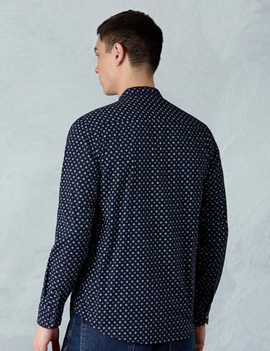 Image of Amazon Brand - Symbol Men Cotton Casual Printed Shirt| Mandarin Collar | Regular Fit | Printed | Full Sleeve | Available in Plus Sizes