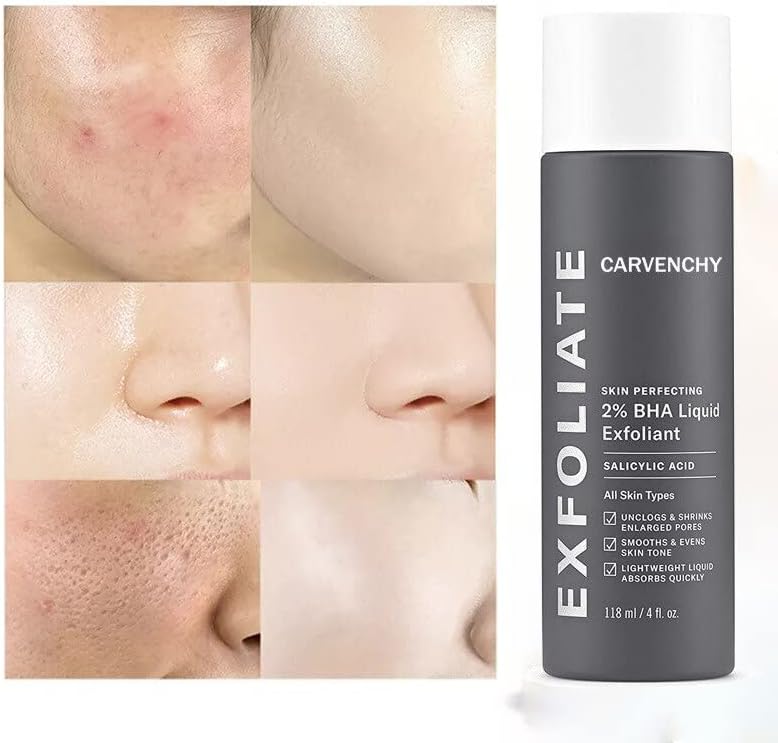 Vista 7 de 2% BHA Liquid Exfoliant Tratamiento del acné Suero facial Exfoliante facial para puntos negros, poros dilatados, arrugas líneas finas, cuidado