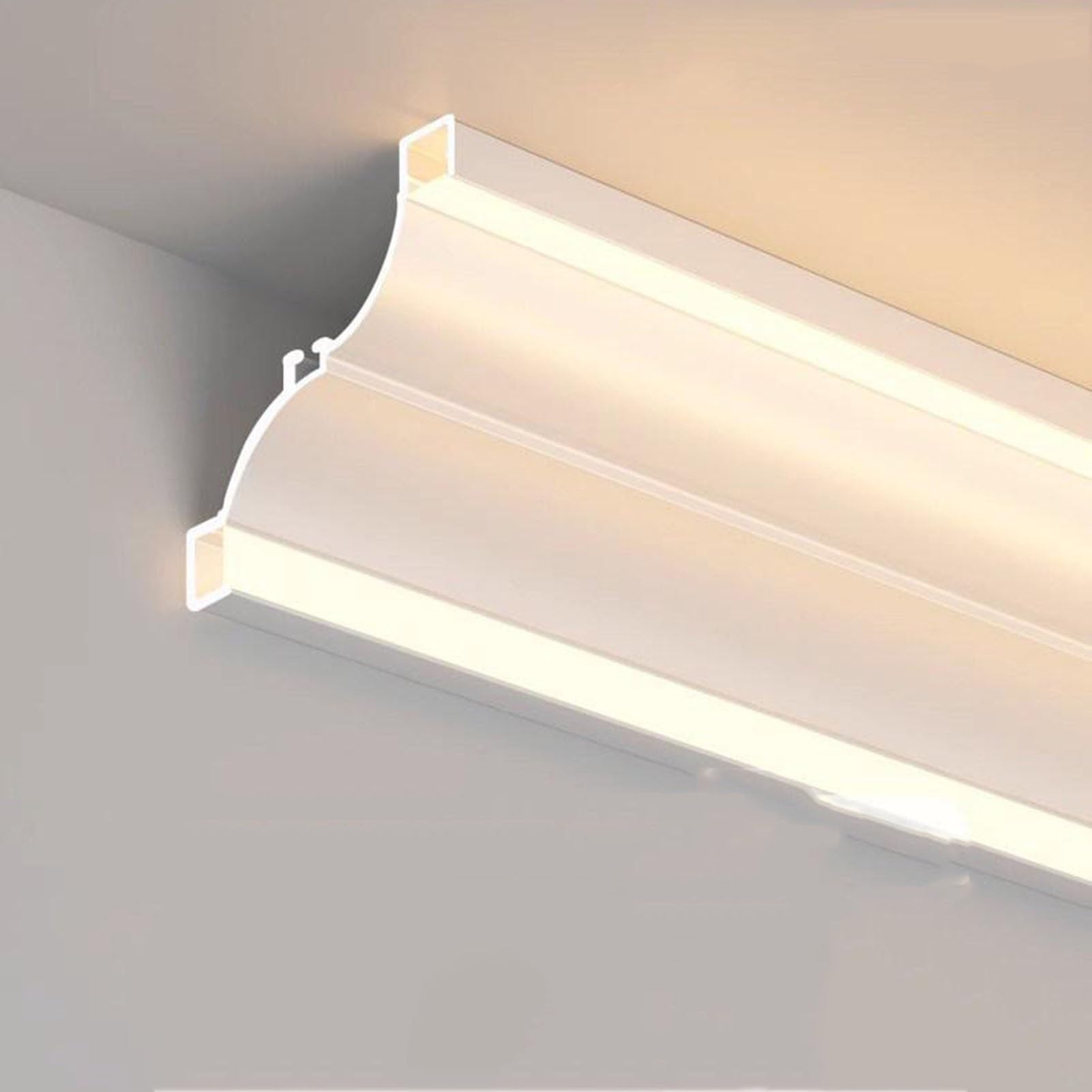 Podwójna taśma Del do oświetlenia pośredniego, aluminiowy profil do listwy gipsowej do oświetlenia pośredniego i bezpośredniego, montaż sufitowy, liniowy, do salonu/korytarza (3-kolorowe