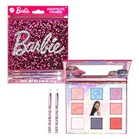 Barbie 8 Shadow Palette, Shimmery and Opaque Colors, Pigmented Blendable with 2 Brushes, Perfect for Girls Kids Birthday Gift