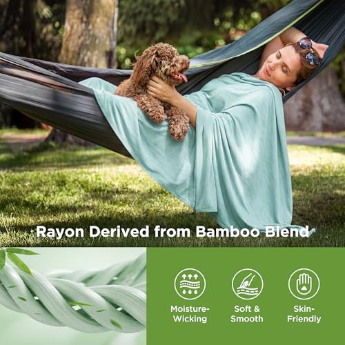 Image of Bedsure Green Cooling Blanket for Hot Sleepers - Summer Cold Throw Blanket for Bed, Arc-Chill Lightweight Summer Bedding, Cool Thin Ice Cold Cooled Throws with Rayon Derived from Bamboo, 50x70