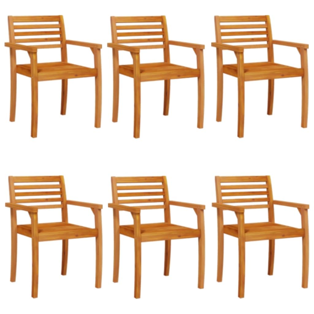 Chaises de jardin en acacia massif lot de 6 sièges robustes pour patio extérieur