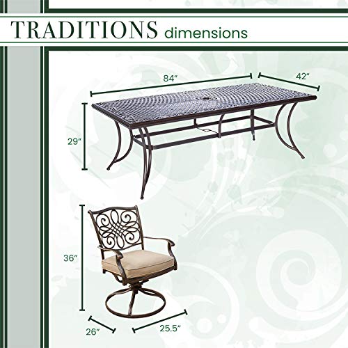 Traditions 9-Piece Dining Set With Eight Swivel Dining Chairs And A Large 84 X 42 In. Dining Table #TOP3