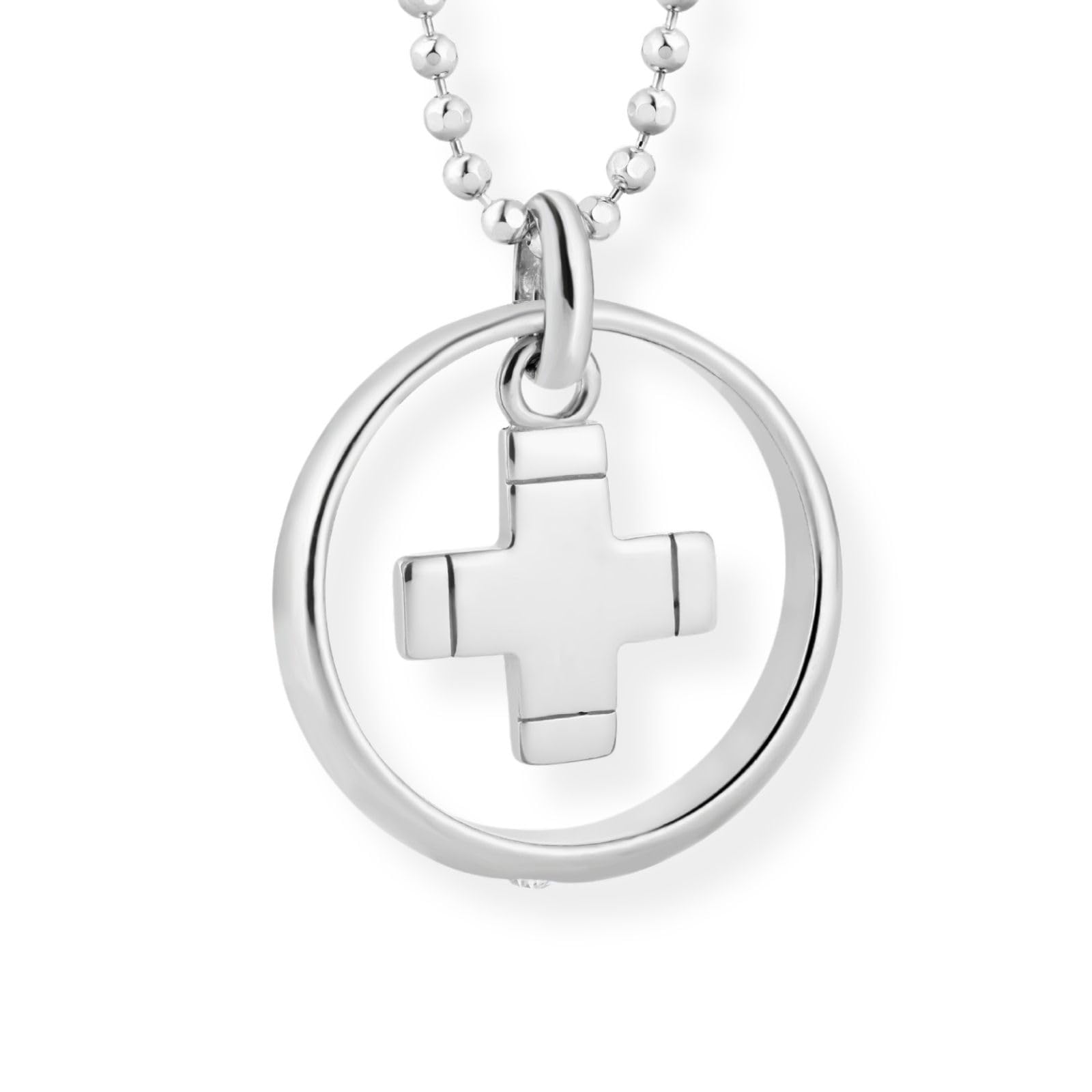 fish Kinderkette Mit Kreuz-Anhänger Aus Silber 925 Für Jungen Und Mädchen