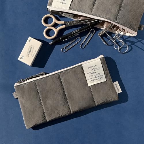 Image of Monolike Archive247 Cushion Pencil Case, 06. Gray - Pencil Pouch, Portable Pencil Bag, Pencil Case, Office Pouch case, Cushion, Soft, Vintage