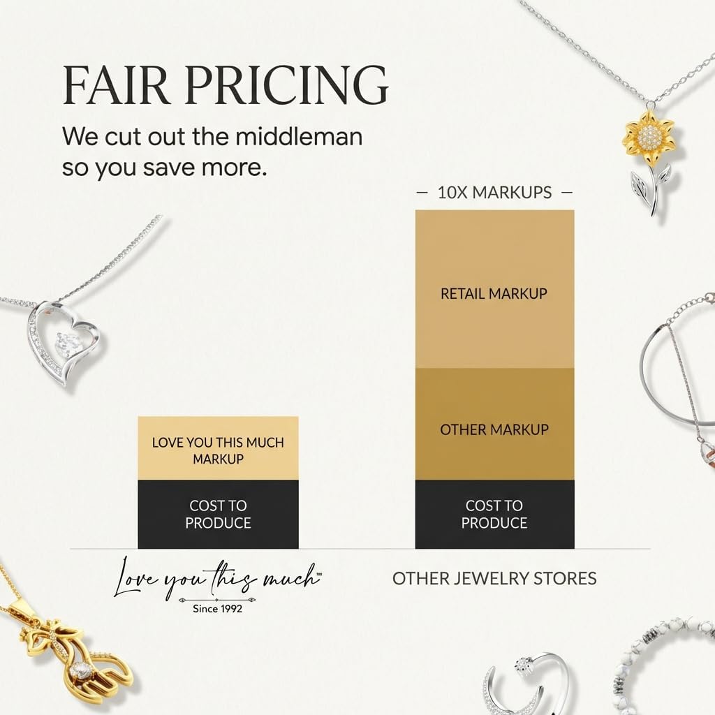 Love You This Much Granddaughter Moon & Back Necklace | .925 Sterling Silver | Birthday Gift for Granddaughter | 16-19" Adjustable | Luxury Box & Card Included - Image 7