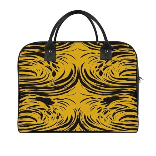 Bolso Tote amarillo mostaza y negro con cremallera y correa ajustable miniatura 1