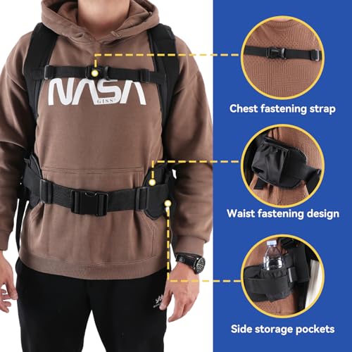 Image of Luggage Backpack Conversion System Luggage Connector Straps - Cross Shaped External Frame Backpack with Handle, Quick-Release Lock, Backrest -Backpack Luggage Strap for Suitcase, Trolley, Handbag