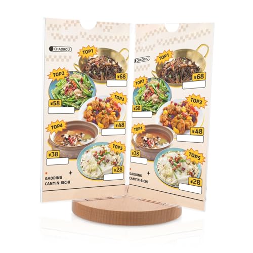 Porte menu rotatif acrylique support table bois présentoir - 7