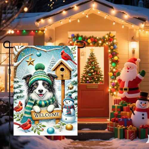 Image of BlissYard Garden Flag Shepherd Snowy Scene Winter 12x18 Inch Polyester | Garden Banner, Yard Sign | Shepherd Flag, Snowy Scene Lawn Decor | Porch, Patio, Entry (Winter Art)