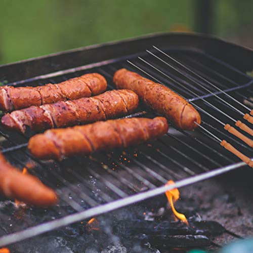 Hemoton Conjunto de 12 peças de palitos de churrasco de aço inoxidável, reutilizáveis, longos espeto