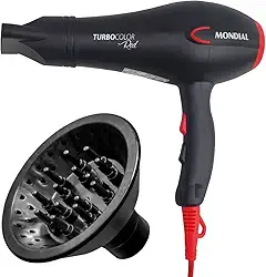 Secador De Cabelo Com Difusor Cachos Mondial Turbo Color Red 2000W - 220v