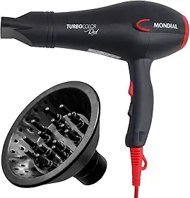 Secador De Cabelo Com Difusor Cachos Mondial Turbo Color Red 1900W - 127v