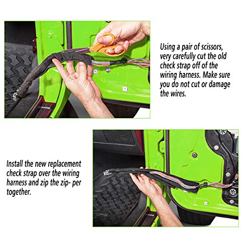 Jade Onlines Door Limiting Strap Hinge Cloth Tape for Jeep Wrangler JK JKU 2007-2018, Wire Protecting Harness Replacement Swing Door Check Limiter Handles Hinge Cloth Accessorise
