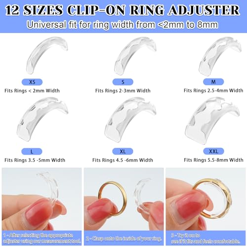 eiito ring sizers for loose rings 16 pack ring guards for loose rings reduce by 05-1 size without resizing fits bands 1-8mm invisible design for women and men 2 styles insert and spiral