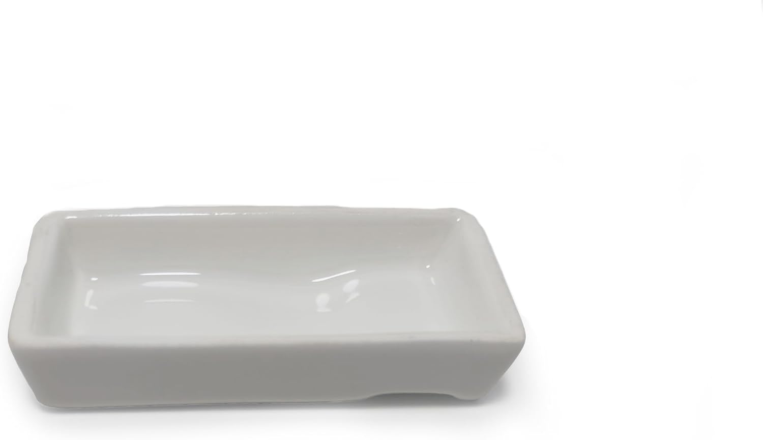 Mini Ceramic Rectangular Plate – Small Serving Dish for Sauces, Condiments, Spices, Sushi Sides & Appetizers – White Porcelain Dipping Tray