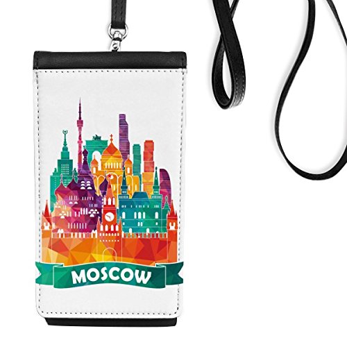 Sac à main suspendu téléphone en cuir noir motif Cathédrale de Moscou