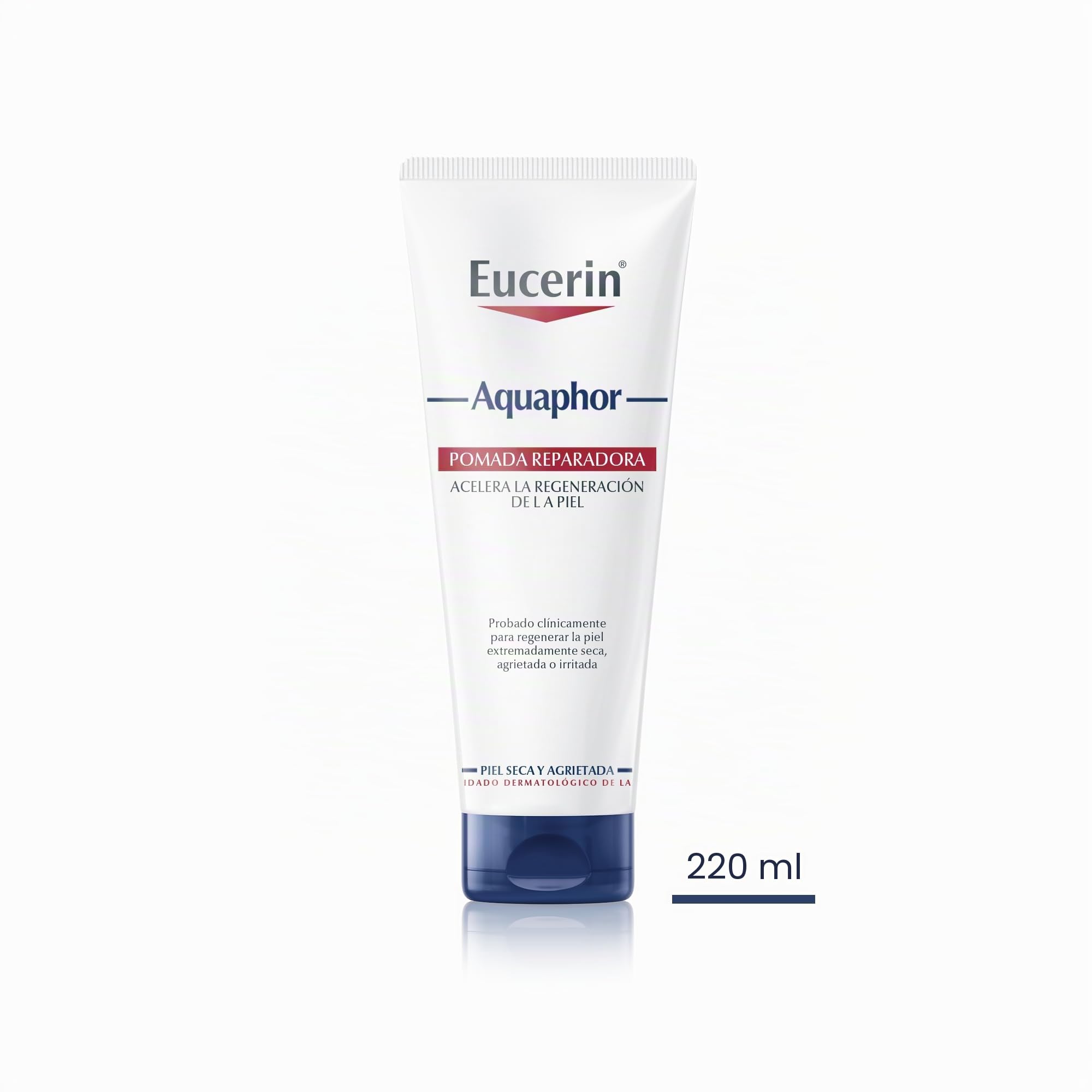 Eucerin Aquaphor Pomada Reparadora 220 ml – Crema Corporal Hidratante para Piel Seca y Agrietada - Pomada Cicatrizante con Pantenol y Bisabolol que Calma y Regenera - Sin Perfume y No Comedogénica