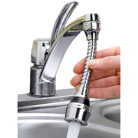 2 Flexible Faucet Sprayer - 360 Degrees Kitchen Sink Aerator - ABS Polished Chrome Sprayer Attachment with 2 Adjustable Modes - FREE Branded Eyeglass Pouch Cover