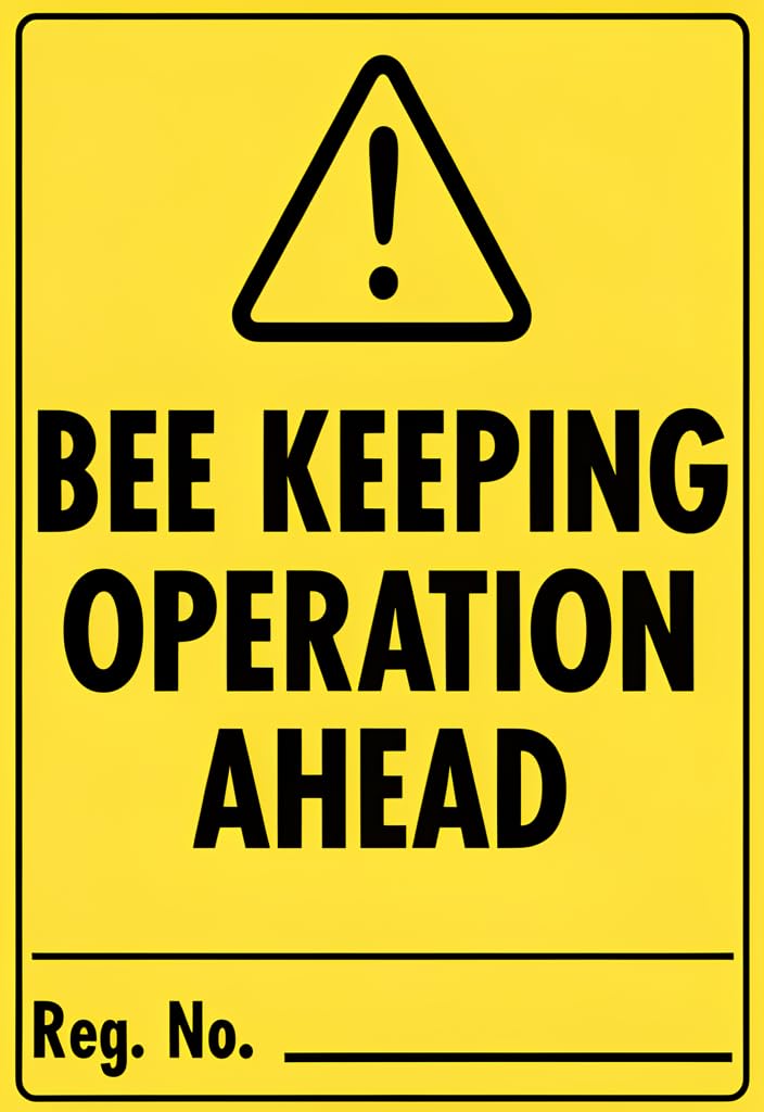 peiyeety Bee Keeping Operation Ahead Tin Sign 12x8 Inch, Yellow Warning-Style Metal Plaque with Bold Black Text, Rustic Farmhouse Beekeeping Decor for Honey House, Barn, Garage, Gift Idea