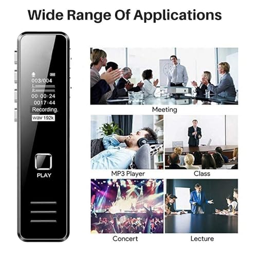 Image of MiniSPY Digital Voice Recorder 32GB - Portable Audio Recording Device with Built-in Microphone, MP3 Player Function, Type-C Cable & Earphones - Ideal Recorder for Meetings, Lectures, and Notes