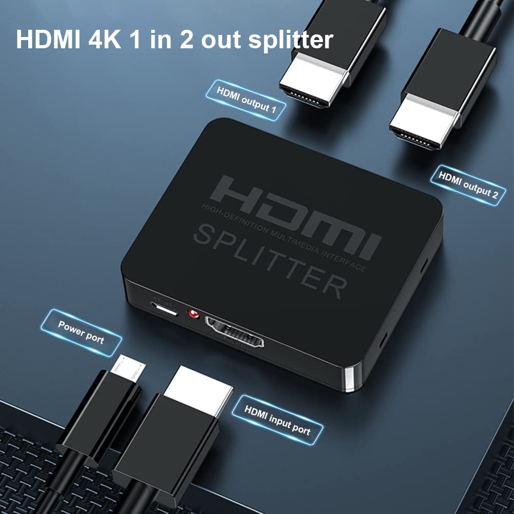 Splitter HDMI 1 In 2 Out 4K@30Hz, 3D E 1080p Per PS4/PS5/MacBook/HDTV - Solo Mirroring