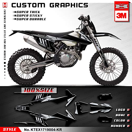 Kungfu Graphics Custom Decal Kit for 125 150 250 300 350 450 500 EXC EXC-F XCW XC-W 2017 2018 2019, Black, KTEX1719004-KR