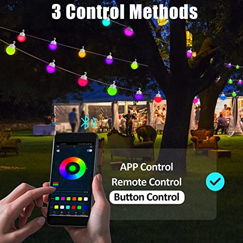 Gaefury Smart Outdoor String Lights, 48Ft Rgb Patio String Lights With Bluetooth App & Remote Control, Color Changing Outdoor String Lights Ip65 Waterproof For Patio, Balcony, Garden, Party #TOP1