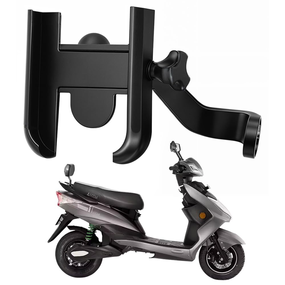 WHIPONE Metal CNC Mobile Holder for Scooter, Scooty & Motorcycle Compatible for iVOOMi S1, Mirror Mount, 360° Rotation, Strong Anti-Slip Grip, Wide Adjustable Fit for All Smartphones (Black)-picture-26