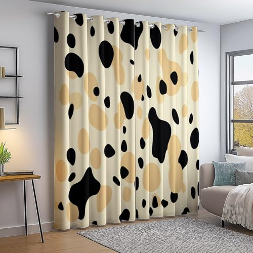 Rideau en polyester isolant haut de gamme | Motif abstrait chic beige et noir