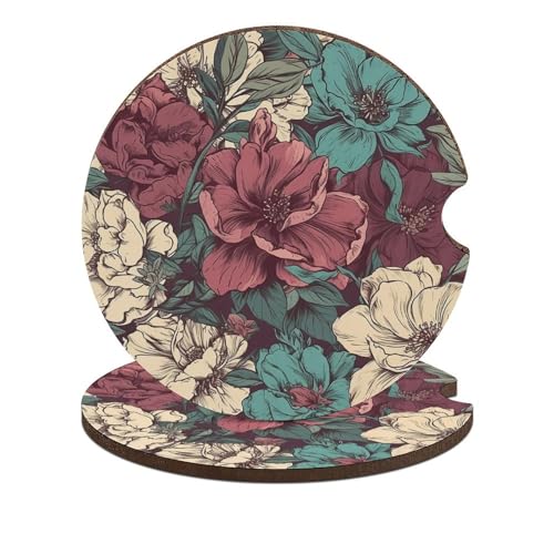 Posavasos para autos flores románticas 2 pzas miniatura 1