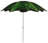 Vista 12 de Sombrilla de playa plegable de 6.5 pies, portátil, con anclaje para la arena, a prueba de viento, botón para inclinación y ventilación, protección