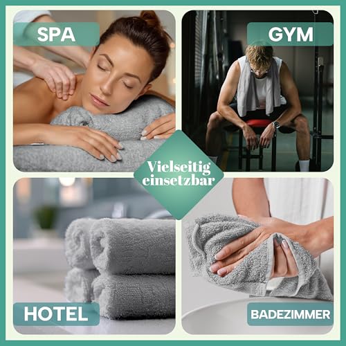 NatureMark 8 Handtücher Set - 100% Baumwolle - Saugfähige und langlebige Handtücher, Größe 50×100 cm, Silbergrau