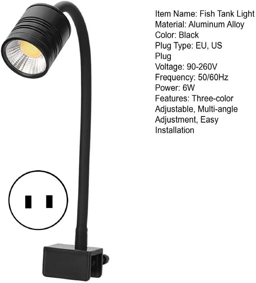 Adjustable LED Fish Tank Light 3 Colors Multi-Angle Adjustment Good Heat Dissipation Performance Fish Tank Light Aquarium Supply
