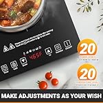 AMZCHEF Portable Induction Cooktop 20 Temperature & Power Levels, 1800W Induction Stove Burner with 5.9" Heating Coil, Low Noise Hot Plate Single Electric Cooktops Countertop Stove with Timer - Image 2