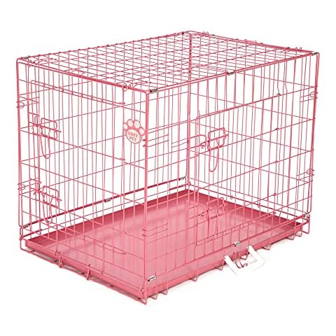COZY PET Dog Cage 30" Pink Metal Tray Folding Puppy Crate Cat Carrier Dog Crate DC30P Cover