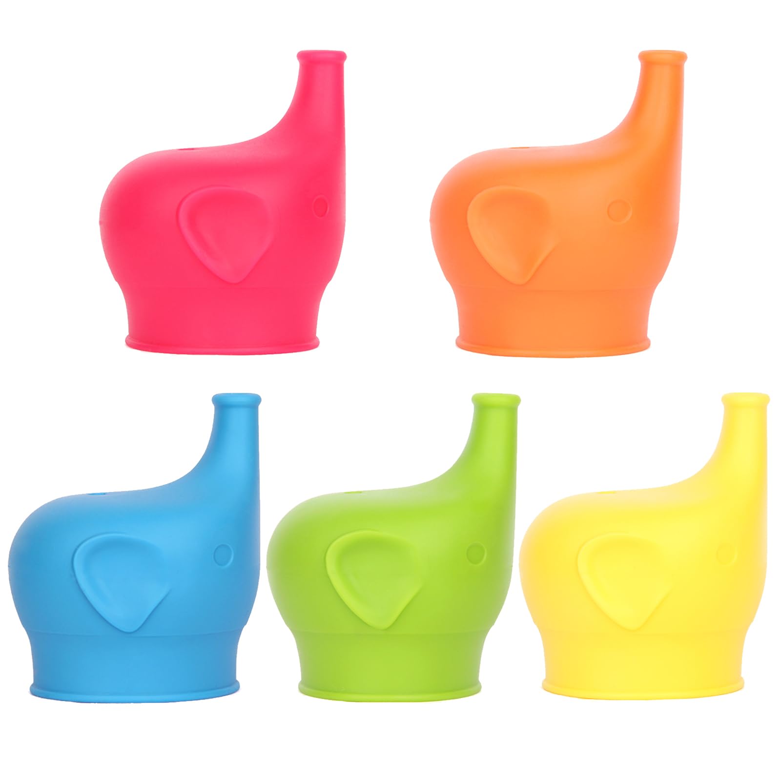 VEAGINS 5 Pack Silicone Sippy Cup Lids, Soft Spout Sippy Cups, Reusable Silicone Lids for Cups