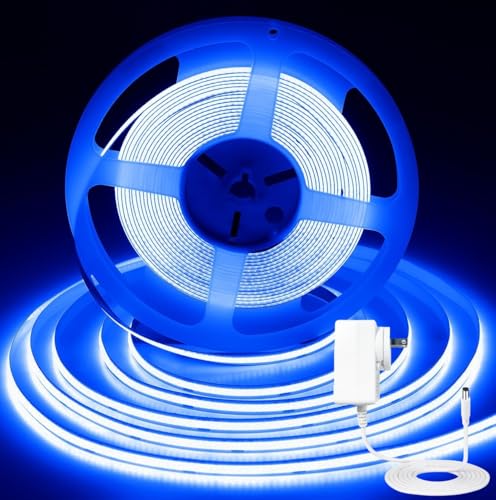 Image of iNextStation COB LED Strip Light Blue 32.8FT /10M, DC24V CRI 93+ Dimmable Flexible LED Tape Lights for Bedroom, Kitchen, TV Backlight, Cupboard, Wardrobe, Home Lighting Decor