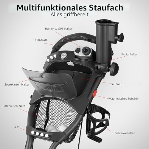 Caddytek Caddylite One-Swivel V8, Dunkelgrau Golf Schubwagen, Schwarz - 4