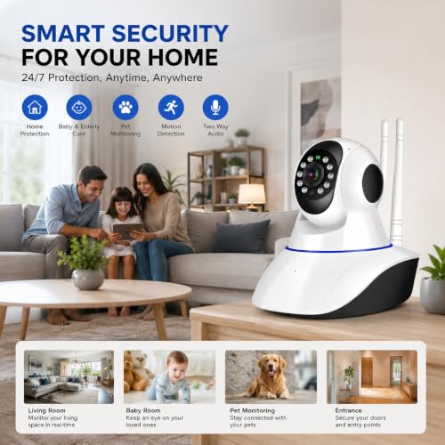 Image of Dr Vision 4MP Wireless Smart CCTV Camera for Home Security | 1080P HD Indoor WiFi Camera | Pan Tilt Zoom | Color Night Vision | Motion Detection | Two Way Audio with Mobile App V380 Pro (Dual Antenna)