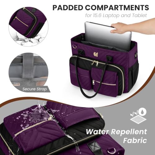 Image of Teacher Tote Bag for Women,Laptop Work Bag for Business Travel,Quilted Nurse Bible Computer Bag Briefcase Gift